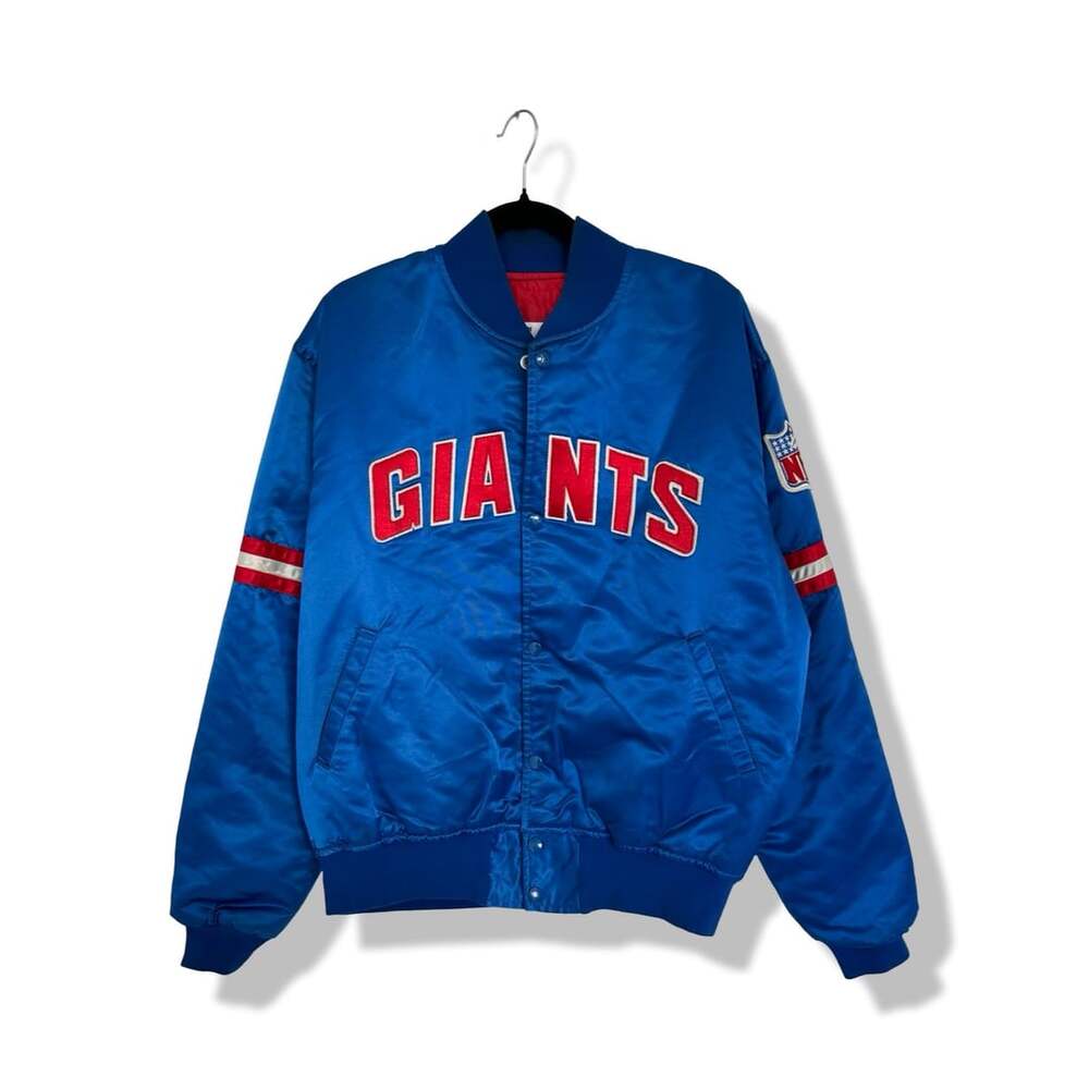 Vintage 90s New York Giants NFL Starter Satin Bomber Jacket Large